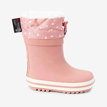 Load image into Gallery viewer, Pink/White Spot Thermal Thinsulate™ Lined Cuff Wellies (Younger Girls)