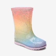 Load image into Gallery viewer, Pastel Rainbow Glitter Wellies
