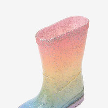 Load image into Gallery viewer, Pastel Rainbow Glitter Wellies