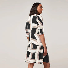 Load image into Gallery viewer, Black /Cream Geo Tea Dress