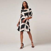 Load image into Gallery viewer, Black /Cream Geo Tea Dress