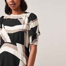 Load image into Gallery viewer, Black /Cream Geo Tea Dress