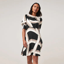 Load image into Gallery viewer, Black /Cream Geo Tea Dress