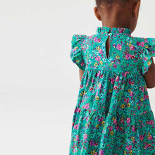 Load image into Gallery viewer, Teal Green Floral Tiered Frill Dress (3mths-6yrs)