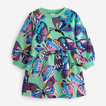 Load image into Gallery viewer, Green Butterfly Sweat Dress (3mths-6yrs)