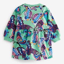 Load image into Gallery viewer, Green Butterfly Sweat Dress (3mths-6yrs)