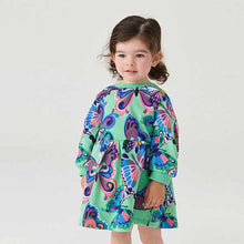 Load image into Gallery viewer, Green Butterfly Sweat Dress (3mths-6yrs)