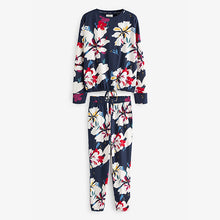 Load image into Gallery viewer, Navy Blue Floral Cotton Long Sleeve Pyjamas