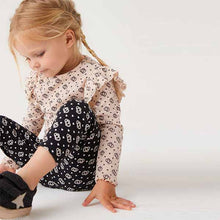 Load image into Gallery viewer, Neutral Geo Heart Long Sleeve Frill Rib Jersey Top (3mths-6yrs)