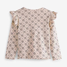 Load image into Gallery viewer, Neutral Geo Heart Long Sleeve Frill Rib Jersey Top (3mths-6yrs)