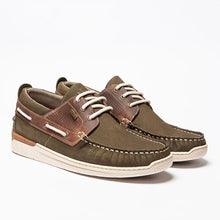 Load image into Gallery viewer, Men's Boat Shoes Soft Green Leather