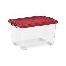 Load image into Gallery viewer, COSMOPLAST 22L Clear Plastic Storage Box with wheels & Lockable Lid