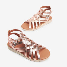 Load image into Gallery viewer, Rose Gold Forever Comfort® Slotted Wedge Gladiator Sandals
