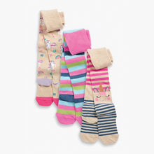 Load image into Gallery viewer, Pink 3 Pack Cotton Rich Unicorn Tights (12mths-10yrs)