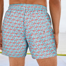 Load image into Gallery viewer, Blue Flamingo Printed Swim Shorts
