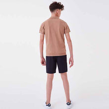 Load image into Gallery viewer, Brown Tan Short Sleeve Check Knit Polo Shirt (3-12yrs)