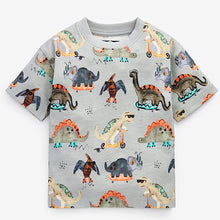 Load image into Gallery viewer, Blue/Ecru/Cream Watercolor Dino 3 Pack Oversized T-Shirts (3mths-5yrs)