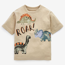 Load image into Gallery viewer, Blue/Ecru/Cream Watercolor Dino 3 Pack Oversized T-Shirts (3mths-5yrs)