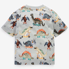 Load image into Gallery viewer, Blue/Ecru/Cream Watercolor Dino 3 Pack Oversized T-Shirts (3mths-5yrs)