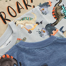 Load image into Gallery viewer, Blue/Ecru/Cream Watercolor Dino 3 Pack Oversized T-Shirts (3mths-5yrs)
