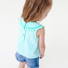 Load image into Gallery viewer, Mint Green Gingham Cotton Collar Blouse (3mths-6yrs)