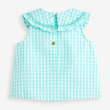 Load image into Gallery viewer, Mint Green Gingham Cotton Collar Blouse (3mths-6yrs)