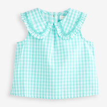 Load image into Gallery viewer, Mint Green Gingham Cotton Collar Blouse (3mths-6yrs)