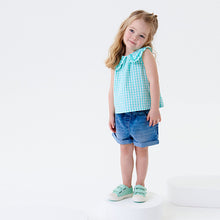 Load image into Gallery viewer, Mint Green Gingham Cotton Collar Blouse (3mths-6yrs)