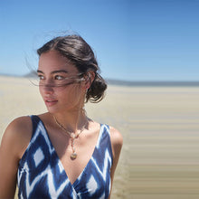 Load image into Gallery viewer, Navy Zigzag Ruched Side Tummy Control Swimsuit