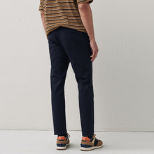 Load image into Gallery viewer, Navy Blue Twin Pleat Slim Fit  Stretch Chino Trousers