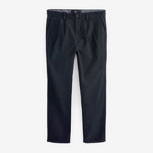 Load image into Gallery viewer, Navy Blue Twin Pleat Slim Fit  Stretch Chino Trousers