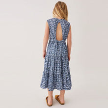 Load image into Gallery viewer, Blue Floral Tiered Maxi Dress (3-12yrs)