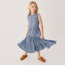 Load image into Gallery viewer, Blue Floral Tiered Maxi Dress (3-12yrs)
