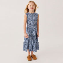 Load image into Gallery viewer, Blue Floral Tiered Maxi Dress (3-12yrs)