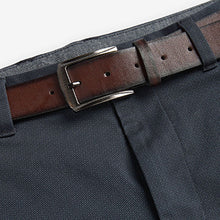 Load image into Gallery viewer, Navy Blue Straight Fit Belted Soft Touch Chino Trousers