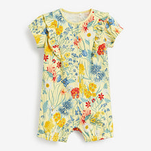 Load image into Gallery viewer, Yellow/White/Blue Floral 3 Pack Rompers (0-18mths)