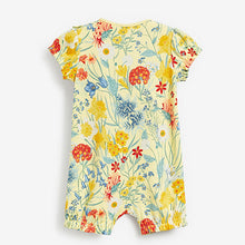 Load image into Gallery viewer, Yellow/White/Blue Floral 3 Pack Rompers (0-18mths)