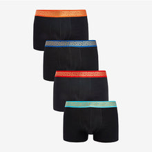 Load image into Gallery viewer, Black Gold Pattern Waistband Hipster Boxers 4 Pack