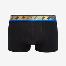 Load image into Gallery viewer, Black Gold Pattern Waistband Hipster Boxers 4 Pack