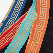 Load image into Gallery viewer, Black Gold Pattern Waistband Hipster Boxers 4 Pack