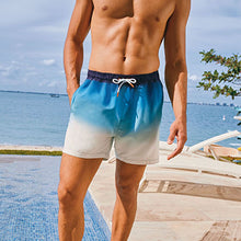 Load image into Gallery viewer, Navy Blue Ombre Printed Swim Shorts