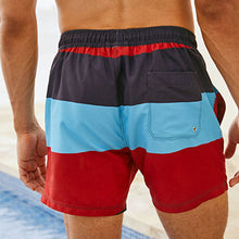 Load image into Gallery viewer, Navy Blue/Red Colourblock Swim Shorts