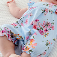 Load image into Gallery viewer, Pink/Blue/White Floral 3 Pack Rompers (0-18mths)