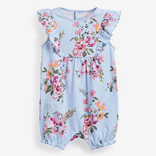 Load image into Gallery viewer, Pink/Blue/White Floral 3 Pack Rompers (0-18mths)