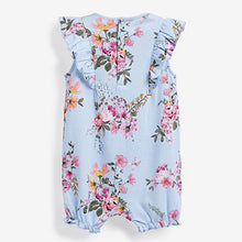 Load image into Gallery viewer, Pink/Blue/White Floral 3 Pack Rompers (0-18mths)