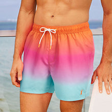 Load image into Gallery viewer, Orange/Pink Ombre Printed Swim Shorts