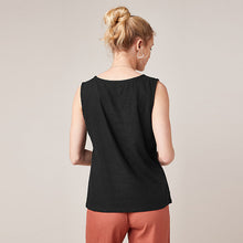 Load image into Gallery viewer, Black Linen Blend Sleeveless Top