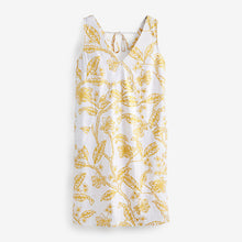 Load image into Gallery viewer, Ecru White Floral Linen Blend Summer Shift Dress