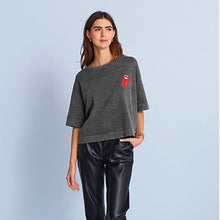 Load image into Gallery viewer, Rolling Stones Charcoal Gray Crop Boxy Short Sleeve T-Shirt