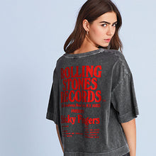 Load image into Gallery viewer, Rolling Stones Charcoal Gray Crop Boxy Short Sleeve T-Shirt